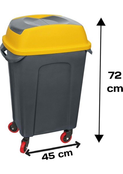50 Lt Tekerlekli Çöp Kovası Antrasit Gövde Sarı Kapak fiyatları
