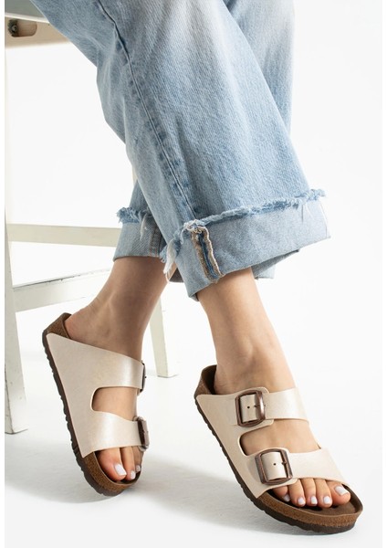 Fuga Comfort Bej Unisex Tokalı Terlik – Ortopedik, Hafif, Kaymaz Taban