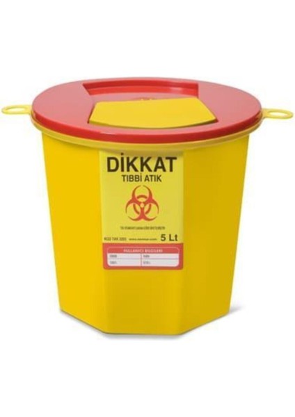 5 Lt Tıbbi Atık Kovası, 3'lü Set, Güvenli ve Kullanışlı Kova