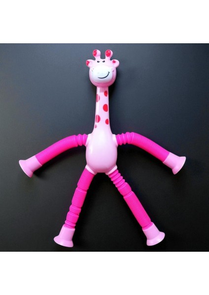 1 Pcs Pink Giraffe Anımal Pop Tubes Pembe Zürafa Teleskopik Uzayan Zürafa Eğitici Oyuncak
