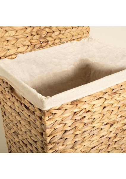 Bej Dikdörtgen Örgülü Hasır Çamaşır Sepeti, 45X35X54 cm fiyatları