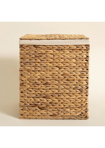 Bej Dikdörtgen Örgülü Hasır Çamaşır Sepeti, 45X35X54 cm fırsatları