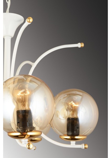 5'li Bal Glop Camlı Modern Yukarı Bakan Lüks Avize fırsatları