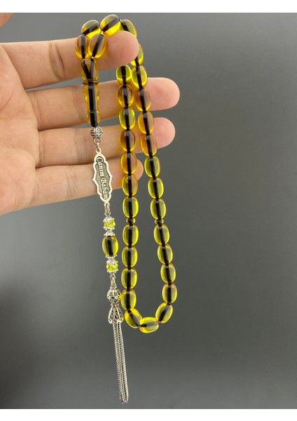 Canım Babam Yazılı Yazısı Gümüş Kapsül Kesim Ateş Kehribar Gümüş Kaplama Püsküllü