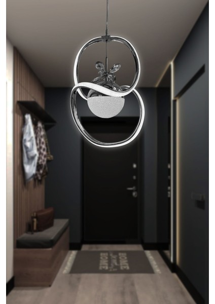 Çok Renkli Modern Sarkıt LED Avize, Kumandalı, Krom, Tek Toplu Tasarım