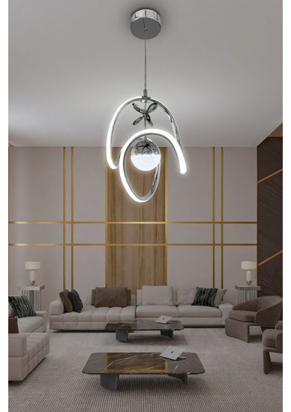Çok Renkli Modern Sarkıt LED Avize, Kumandalı, Krom, Tek Toplu Tasarım modelleri