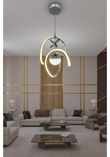Çok Renkli Modern Sarkıt LED Avize, Kumandalı, Krom, Tek Toplu Tasarım indirimleri