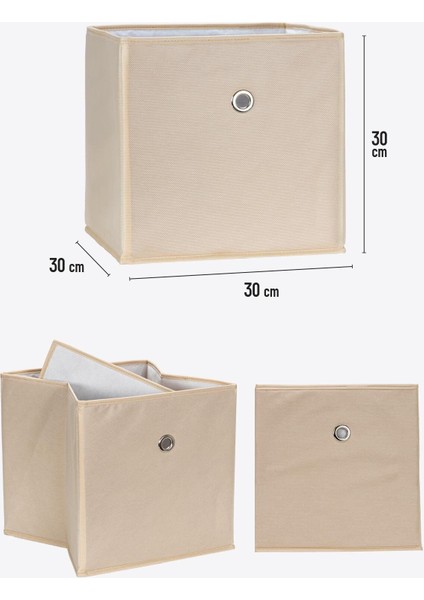 Bej 6'lı Kapaksız Saklama Kutusu Sepet Organizer 30X30X30CM indirimleri