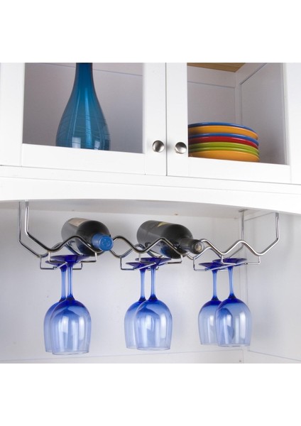 Gümüş Renkli Altı Şarap ve Bardaklık, 54X11X18CM, Şık ve Kullanışlı Dekorasyon Parçası fiyatları