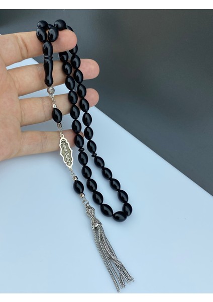 Canım Babam Yazılı Yazısı Gümüş Beyzi Kesim Ateş Kehribar Gümüş Kaplama Püsküllü