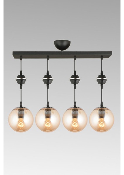 4'lü Siyah Bal Glop Camlı Lüks Avize, Şık ve Modern Tasarım. modelleri