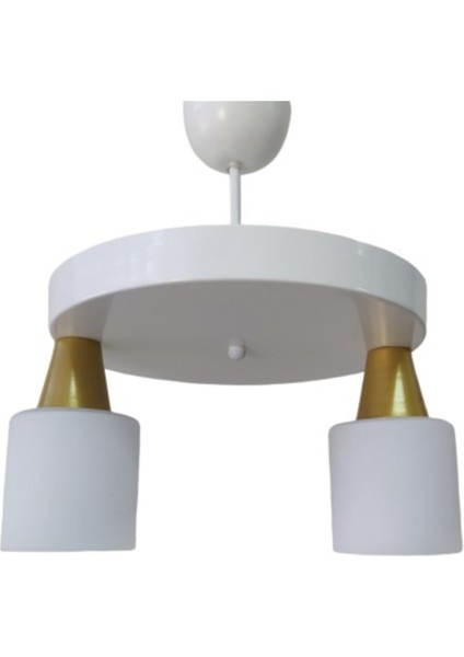 Modern Yuvarlak Spor Avize, 2'li Sarkıt, 30CM, Beyaz Şık Tasarım