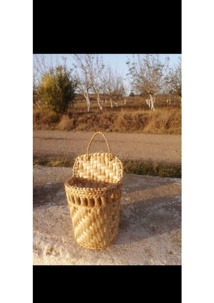 Kahverengi Hasır Posta Sepeti, Duvar Saksısı, Gazete, Kitap ve Poşetlik, 10X17 cm