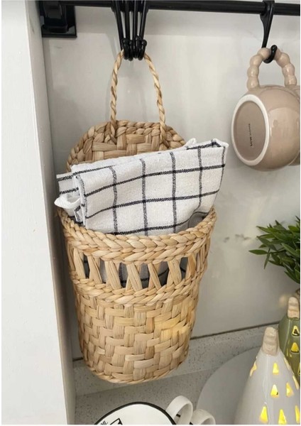 Kahverengi Hasır Posta Sepeti, Duvar Saksısı, Gazete, Kitap ve Poşetlik, 10X17 cm modelleri