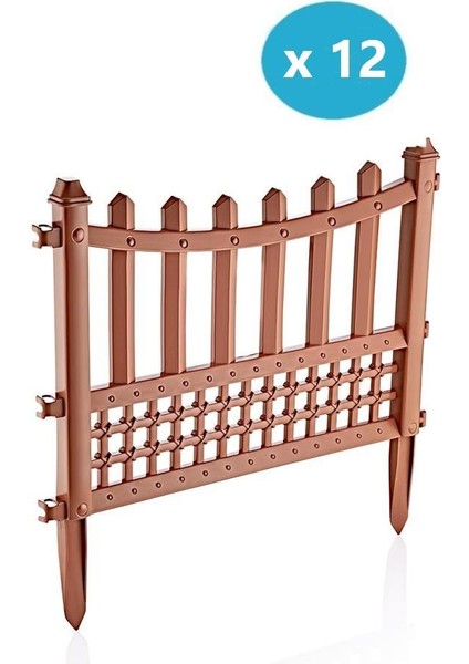 SY-5998 Elite Plastik Dekoratif Bahçe Çiti 12'li Set 60X55 cm Kahverengi