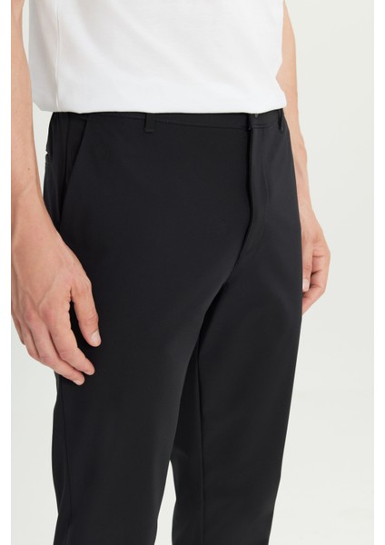 Regular Fit Normal Kesim Lastik Bel Detaylı Siyah Chino Pantolon fırsatları