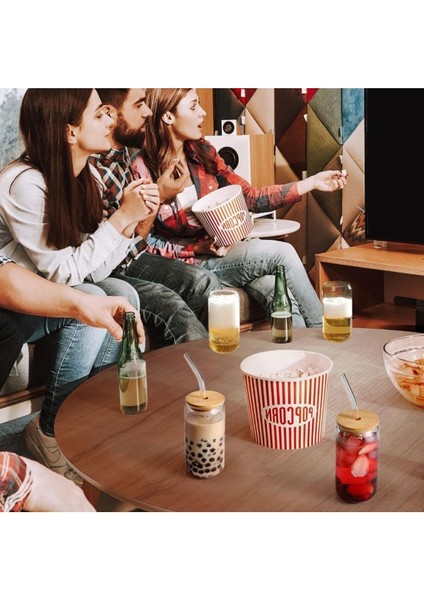 4'lü Isıya Dayanıklı Ahşap Kapaklı Cam Bardak Seti, Pipet ve Temizlik Fırçası Içerir indirimleri