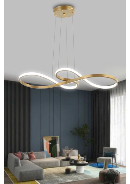 Modern Sarkıt LED Avize, Renkli, Kumandasız, Gold Eskitme, Mutfak ve Balkon Için.