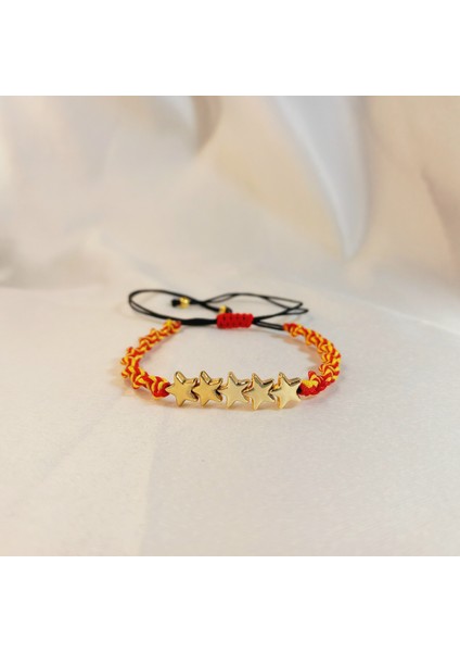 Galatasaray 5 Yıldız Şampiyonluk Makrome Örgü Taraftar Bilekliği | Sarı Kırmızı Renk El Yapımı Unisex Gs Bileklik | Şampiyonluk Özel Seri Futbol Taraftar Takısı | Galatasaray Bileklik