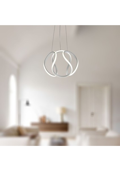 Kavisli Beyaz LED Avize, Sarı Işık, Modern ve Şık Tasarım, Evinize Şıklık Katın modelleri