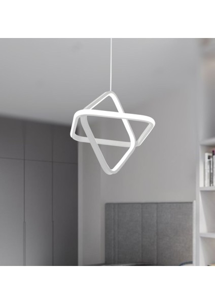 Mat Beyaz 2'li Kare LED Avize, 3 Renk Işık Modu, Şık ve Modern Tasarım fiyatları