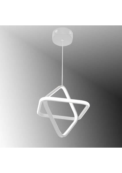 Şık 2kare Sarı Işık Mat Beyaz LED Avize, Modern ve Elegant Tasarım