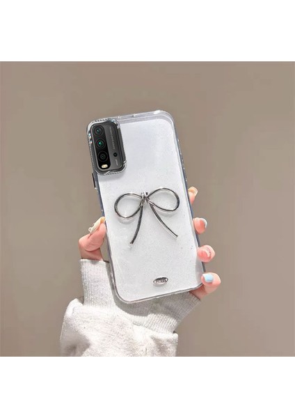 Xiaomi Redmi 9t Uyumlu Kılıf Zebana Bow Silikon Kılıf Şeffaf