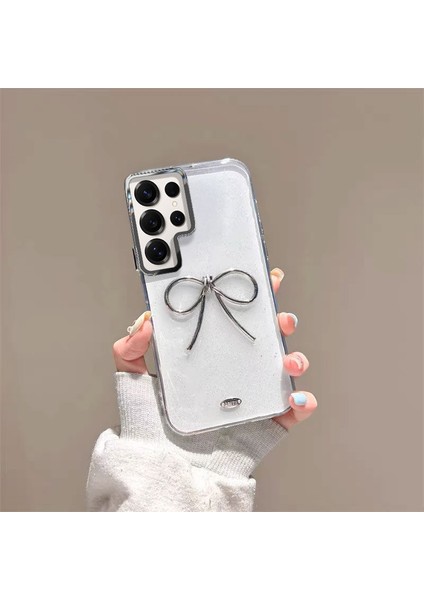 Samsung Galaxy S25 Ultra Uyumlu Kılıf Zebana Bow Silikon Kılıf Şeffaf