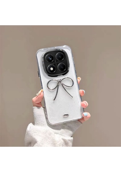Xiaomi Redmi Note 14 Pro Uyumlu Kılıf Zebana Bow Silikon Kılıf Şeffaf