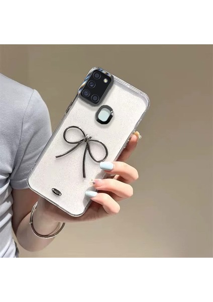 Samsung Galaxy A21S Uyumlu Kılıf Zebana Bow Silikon Kılıf Şeffaf modelleri