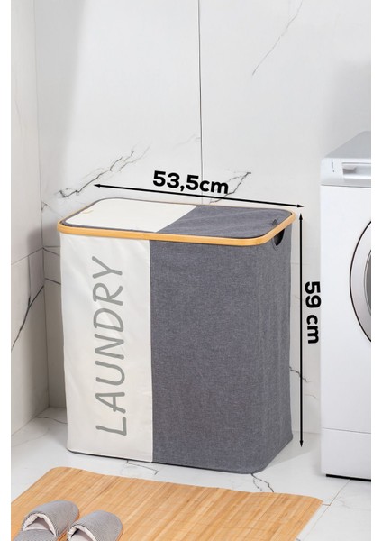 Bambu 2 Bölmeli Banyo Çamaşır Sepeti, 59X53,5 Cm, Şık ve Fonksiyonel Düzenleyici indirimleri