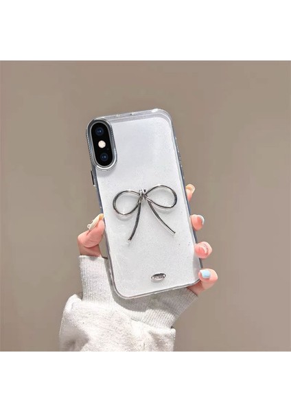 Apple iPhone Xs Uyumlu Kılıf Zebana Bow Silikon Kılıf Şeffaf