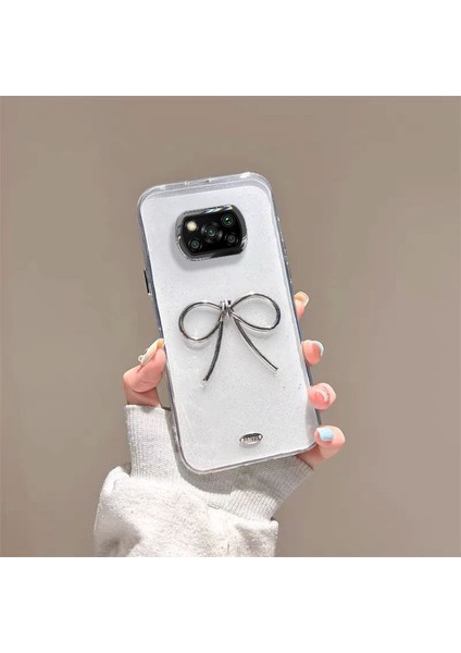 Xiaomi Poco X3 Uyumlu Kılıf Zebana Bow Silikon Kılıf Şeffaf