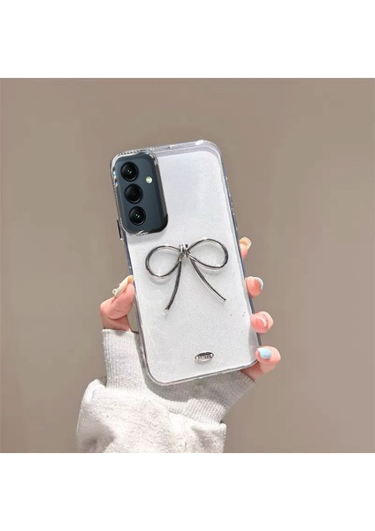 Samsung Galaxy A55 Uyumlu Kılıf Zebana Bow Silikon Kılıf Şeffaf