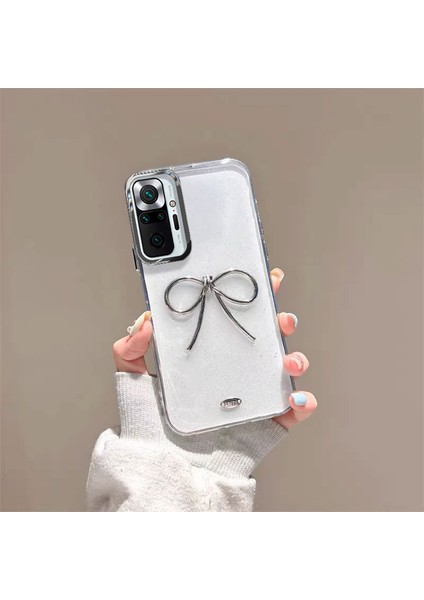 Xiaomi Redmi Note 10 Pro Max Uyumlu Kılıf Zebana Bow Silikon Kılıf Şeffaf