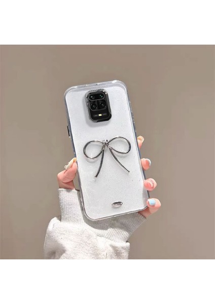 Xiaomi Redmi Note 9 Pro Max Uyumlu Kılıf Zebana Bow Silikon Kılıf Şeffaf