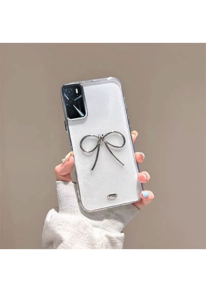 Oppo A16 Uyumlu Kılıf Zebana Bow Silikon Kılıf Şeffaf