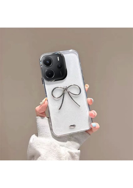 Xiaomi Redmi Note 14 Uyumlu Kılıf Zebana Bow Silikon Kılıf Şeffaf