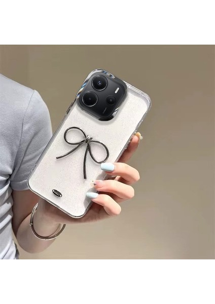 Xiaomi Redmi Note 14 Uyumlu Kılıf Zebana Bow Silikon Kılıf Şeffaf modelleri