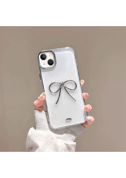Apple iPhone 15 Uyumlu Kılıf Zebana Bow Silikon Kılıf Şeffaf