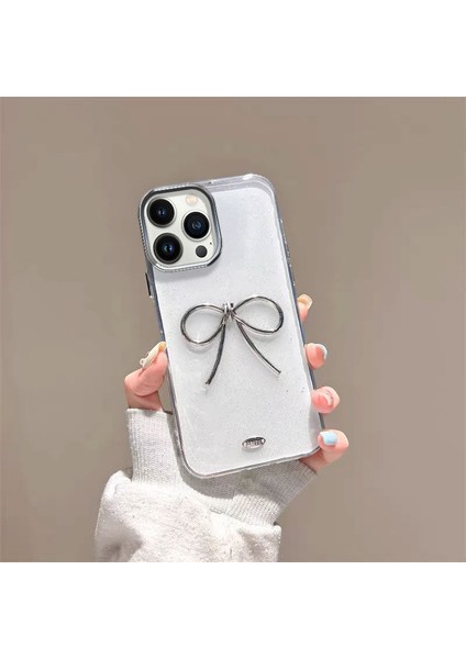 Apple iPhone 13 Pro Max Uyumlu Kılıf Zebana Bow Silikon Kılıf Şeffaf