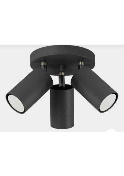 Üçlü Mat Siyah Hareketli Spot LED Avize ve Günışığı Ampullü 15 cm Taban