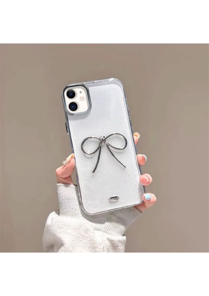 Apple iPhone 12 Uyumlu Kılıf Zebana Bow Silikon Kılıf Şeffaf