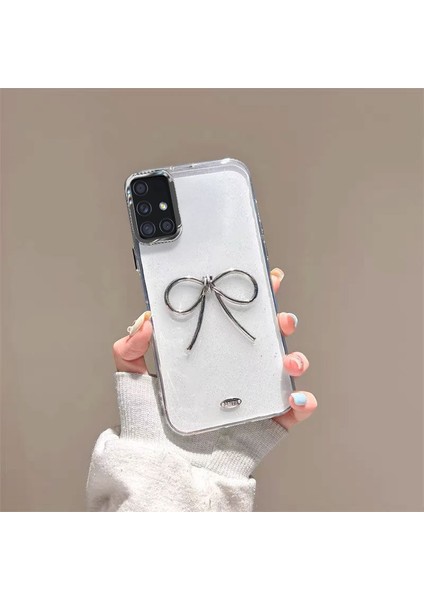 Samsung Galaxy A51 Uyumlu Kılıf Zebana Bow Silikon Kılıf Şeffaf