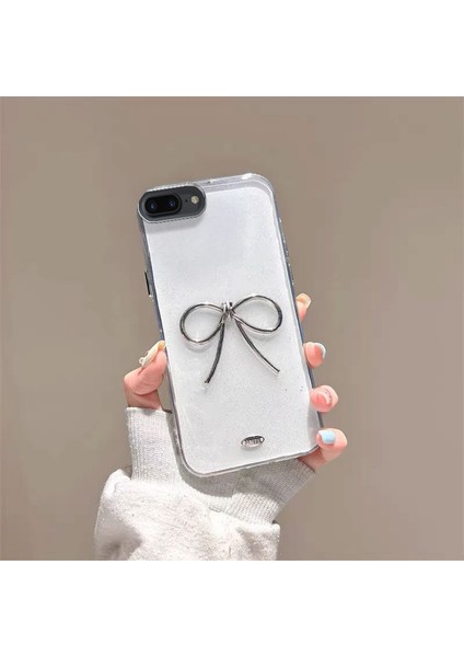 Apple iPhone 7 Plus Uyumlu Kılıf Zebana Bow Silikon Kılıf Şeffaf