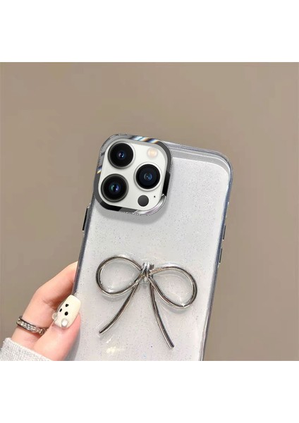 Apple iPhone 15 Pro Uyumlu Kılıf Zebana Bow Silikon Kılıf Şeffaf fiyatları