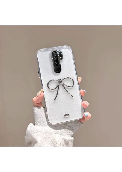 Xiaomi Redmi 9 Uyumlu Kılıf Zebana Bow Silikon Kılıf Şeffaf