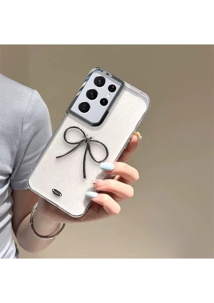 Samsung Galaxy S21 Ultra Uyumlu Kılıf Zebana Bow Silikon Kılıf Şeffaf modelleri