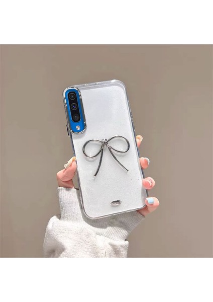 Samsung Galaxy A50 Uyumlu Kılıf Zebana Bow Silikon Kılıf Şeffaf