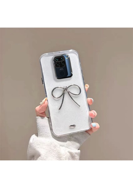 Xiaomi Redmi Note 9 Uyumlu Kılıf Zebana Bow Silikon Kılıf Şeffaf